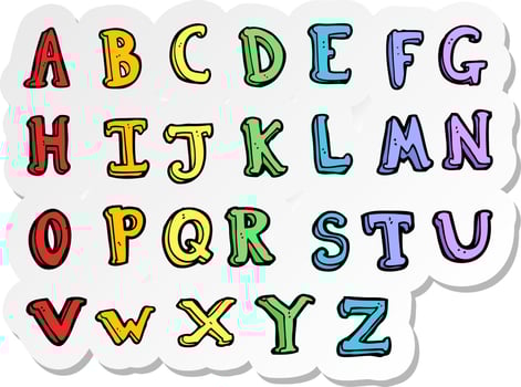sticker of a cartoon alphabet vector