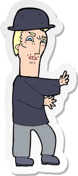 sticker of a cartoon man wearing bowler hat vector