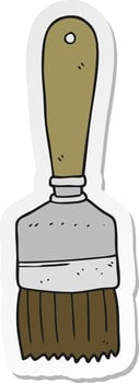 sticker of a cartoon paint brush vector