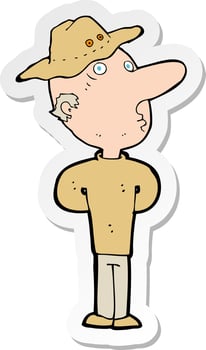 sticker of a cartoon man in hat vector