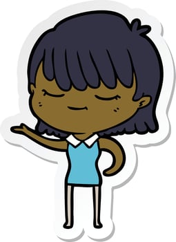 sticker of a cartoon woman vector