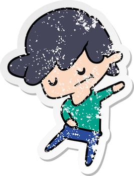 distressed sticker cartoon of a kawaii cute boy vector