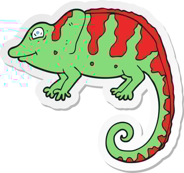 sticker of a cartoon chameleon vector