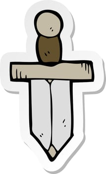 sticker of a cartoon dagger vector