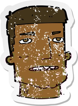 retro distressed sticker of a cartoon male head vector
