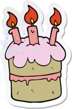 sticker of a cartoon birthday cake vector