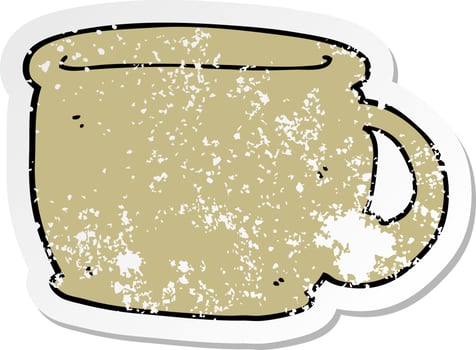 distressed sticker of a cartoon coffee cup vector