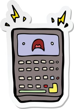 sticker of a cartoon calculator vector