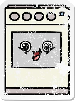 distressed sticker of a cute cartoon kitchen oven vector