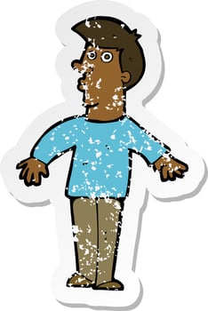 retro distressed sticker of a cartoon surprised man vector