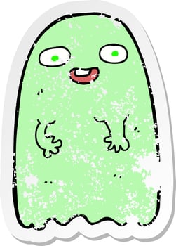 retro distressed sticker of a funny cartoon ghost vector
