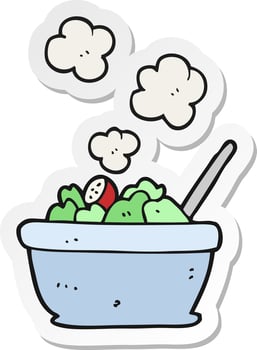 sticker of a cartoon salad vector