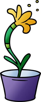 gradient cartoon doodle of a house plant vector