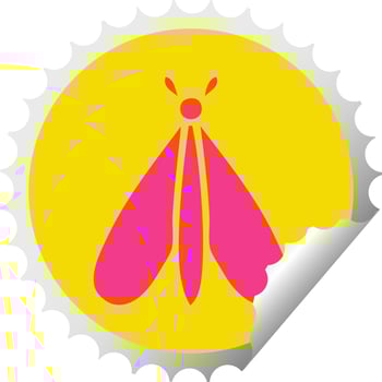 circular peeling sticker cartoon moth bug vector