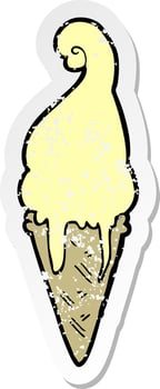 distressed sticker of a cartoon ice cream vector