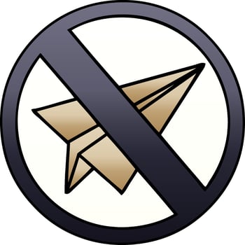 gradient shaded cartoon no paper aeroplane sign vector