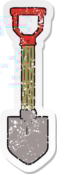 distressed sticker of a cartoon shovel vector