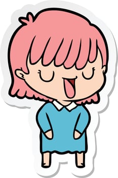 sticker of a cartoon woman vector