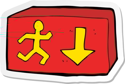 sticker of a cartoon exit sign vector