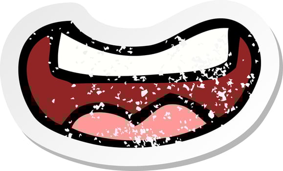 retro distressed sticker of a cartoon mouth vector
