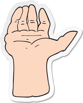sticker of a cartoon open hand vector