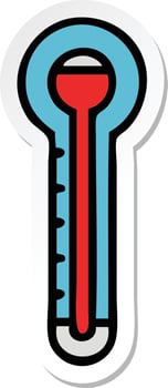 sticker of a cute cartoon glass thermometer vector