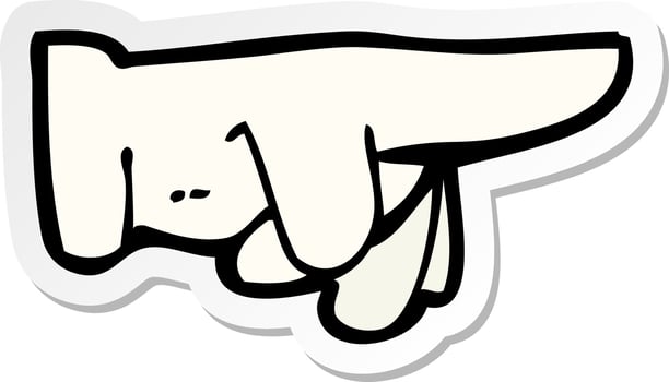 sticker of a cartoon pointing hand vector