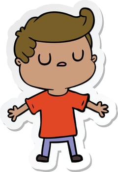 sticker of a cartoon aloof man vector