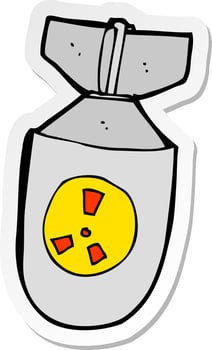 sticker of a cartoon atom bomb vector