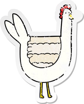 distressed sticker of a cartoon chicken vector