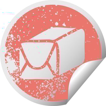 distressed circular peeling sticker symbol paper parcel vector