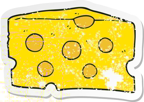 retro distressed sticker of a cartoon cheese vector