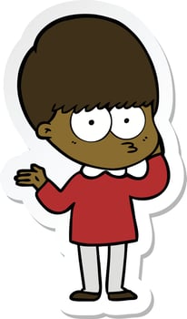 sticker of a curious cartoon boy vector