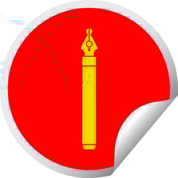 quirky circular peeling sticker cartoon ink pen vector
