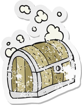 retro distressed sticker of a cartoon treasure chest vector