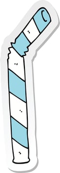 sticker of a cartoon straw vector