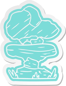 cartoon sticker of grey stone boulders vector
