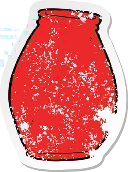 retro distressed sticker of a cartoon vase vector