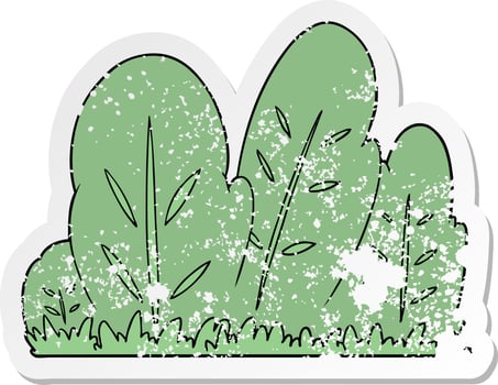 distressed sticker of a cartoon hedge vector