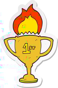 sticker of a cartoon sports trophy vector