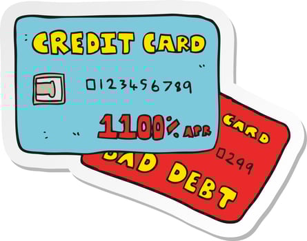 sticker of a cartoon credit cards vector