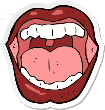 sticker of a cartoon mouth vector