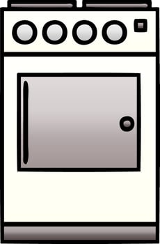 gradient shaded cartoon oven and cooker vector