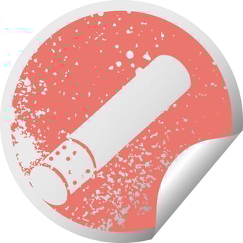 distressed circular peeling sticker symbol cigarette stick vector