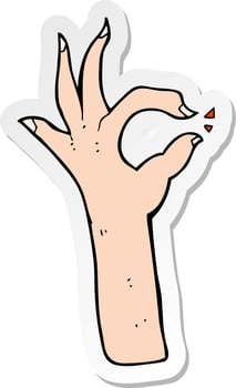 sticker of a cartoon most excellent hand gesture vector