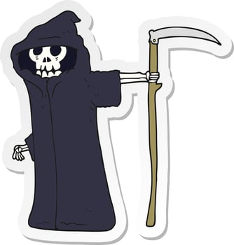 sticker of a cartoon death vector