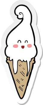 sticker of a cartoon ice cream vector