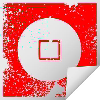 distressed square peeling sticker symbol stop button vector