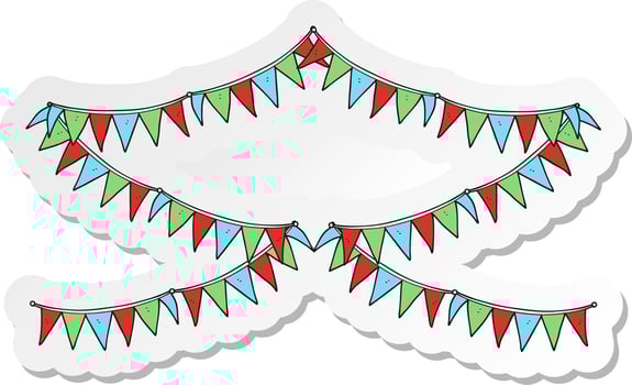sticker of a cartoon bunting flags vector