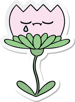 sticker of a cute cartoon flower vector